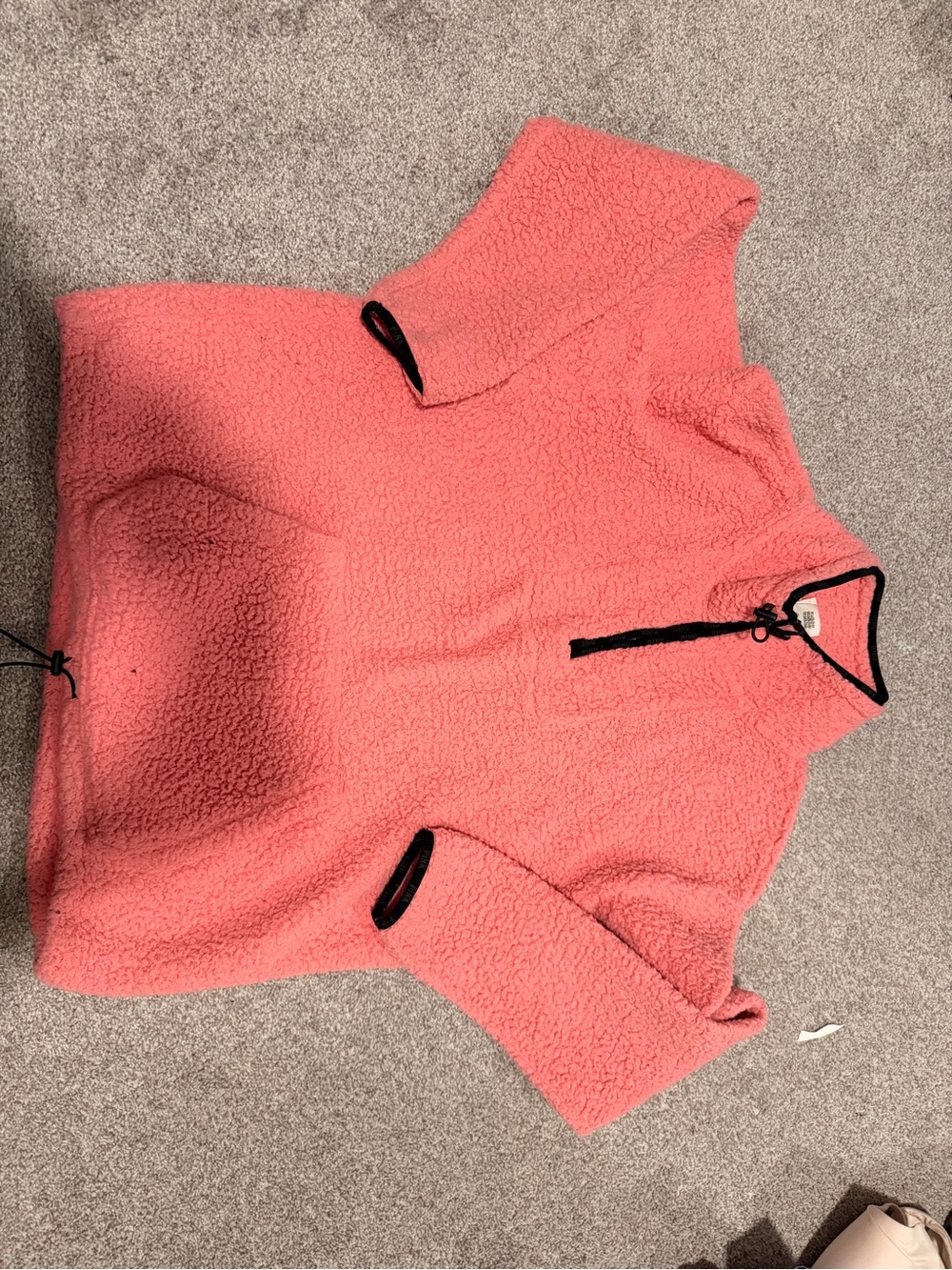 PINK Victoria's Secret Coral Pink Sherpa Hoodie Trim
